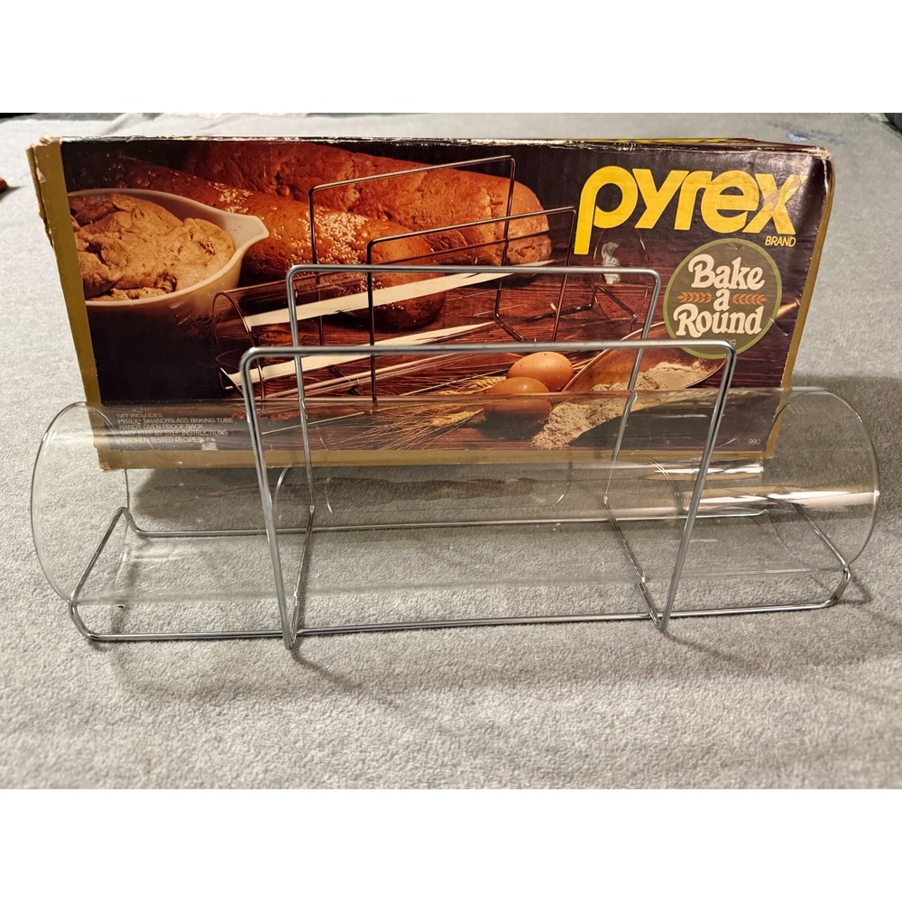 Vintage PYREX Bake A Round CORNING Heated Glass Bread Maker COMPLETE Open Box